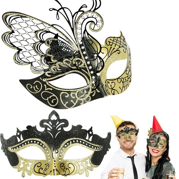 Other - Venetian Party Mask Set - Masquerade Masks for Couples, Halloween, Mardi Gras, P